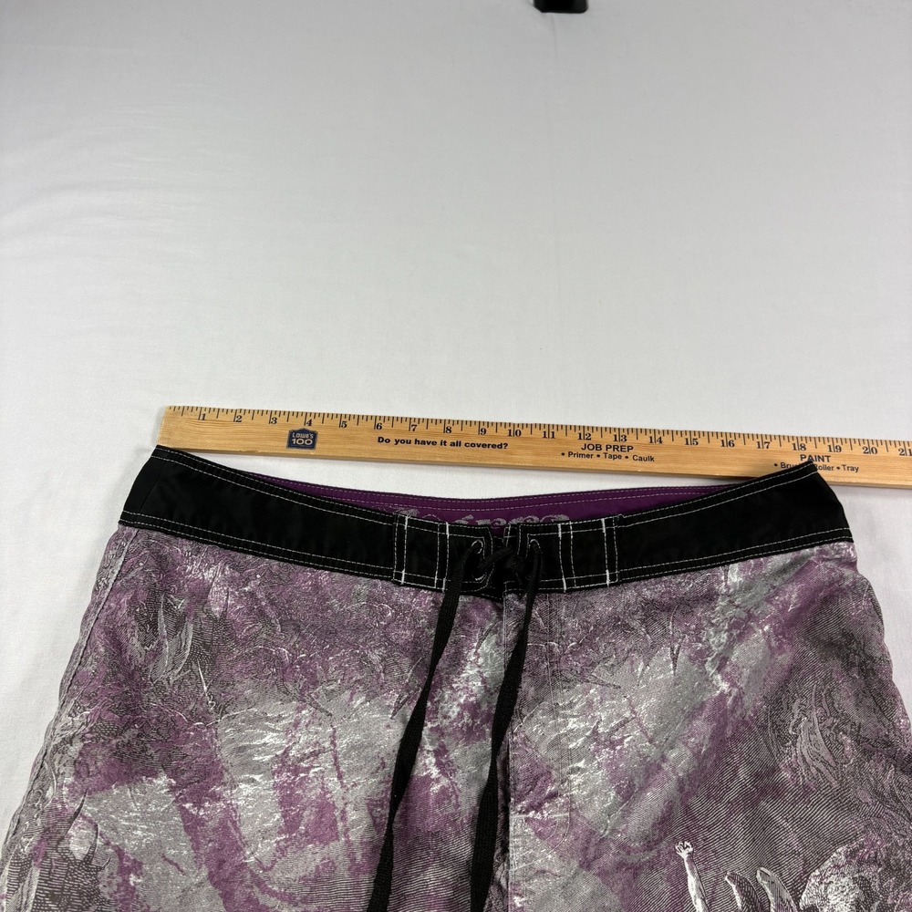 Kirra Board Shorts Mens 36 Gray Purple Fallen Angel Graphic Surf Vintage Y2K - Picture 7 of 10
